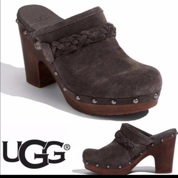 UGG Kaylee Grey Suede Clogs - Picture 9 of 13